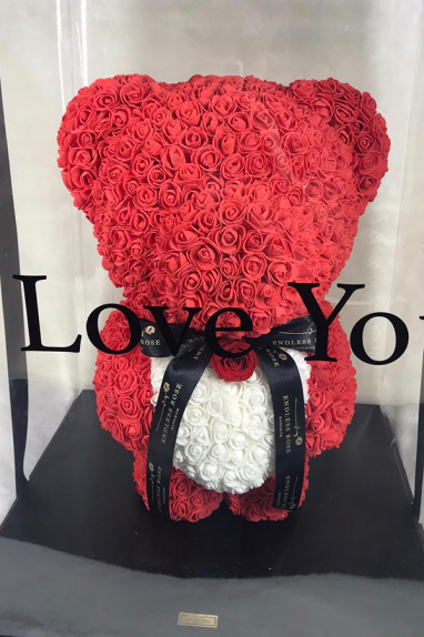 EVERLASTING ROSE TEDDY WITH HEART 0